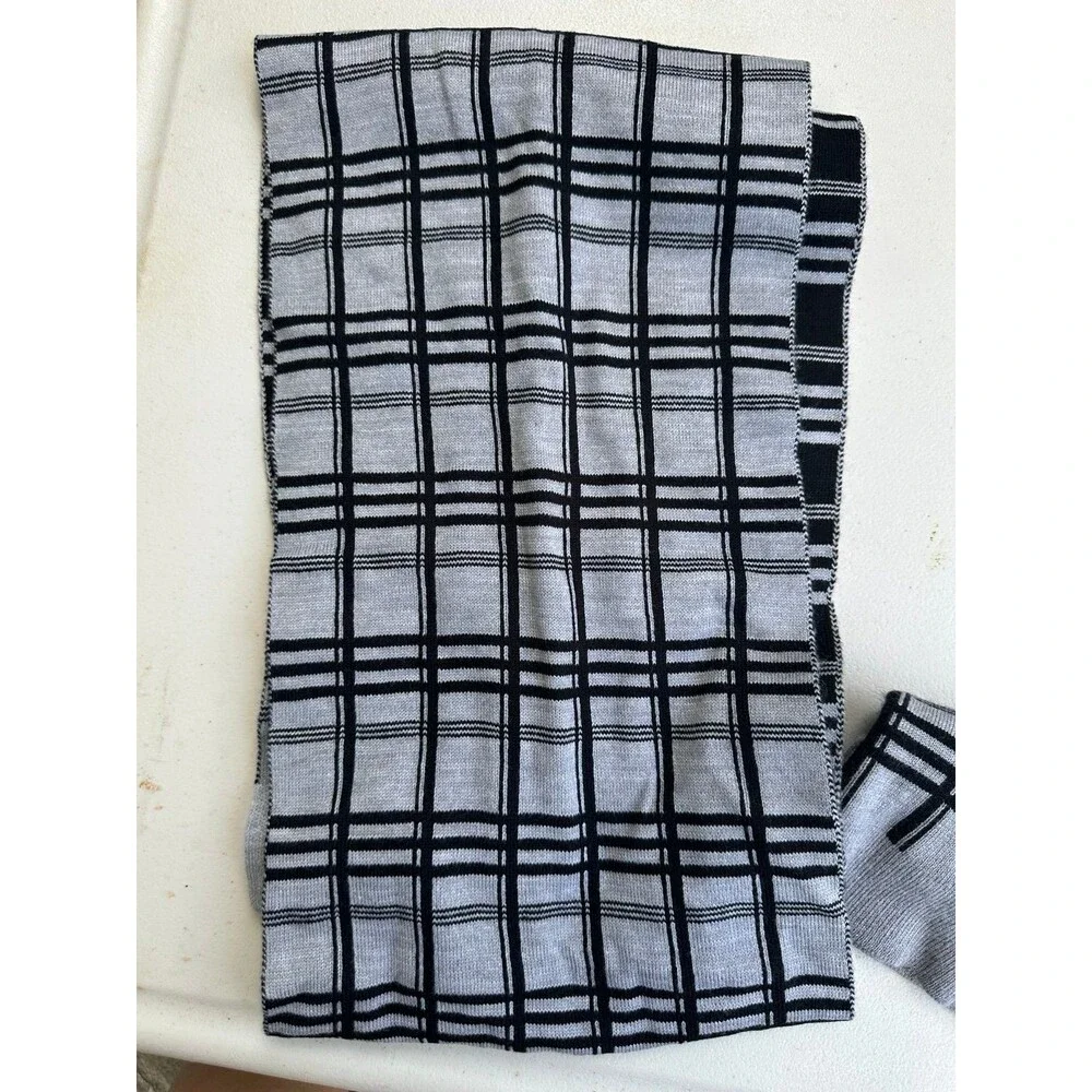 NWOT Kate Spade New York Plaid Grey Melange Black Bow Muffler Beanie Hat Set OS